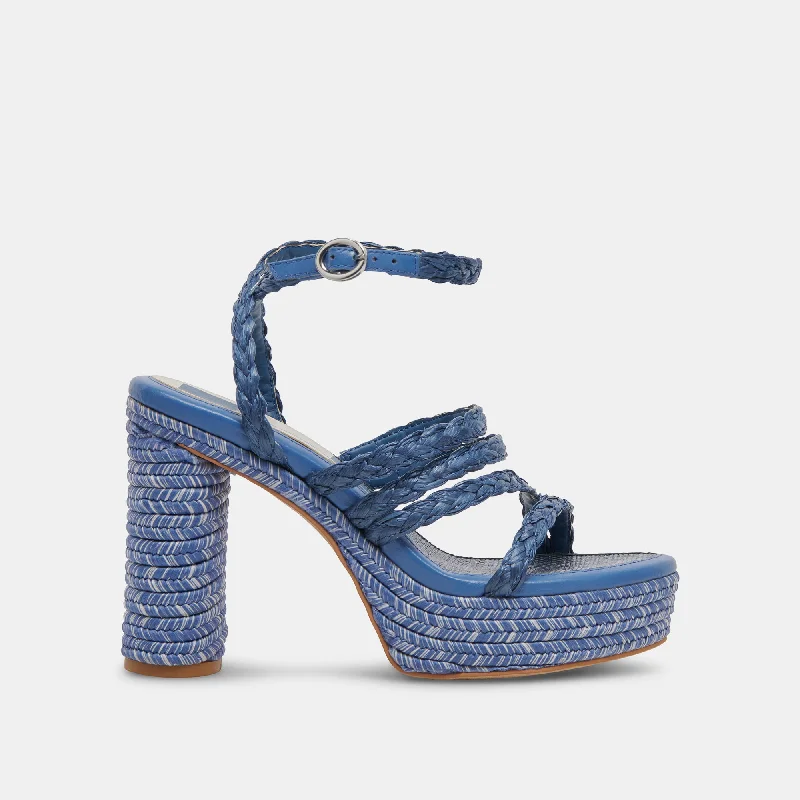 Stiletto Heel Pumps with Perfect Fit--CATINA HEELS BLUE RAFFIA-Fashionable & Classic