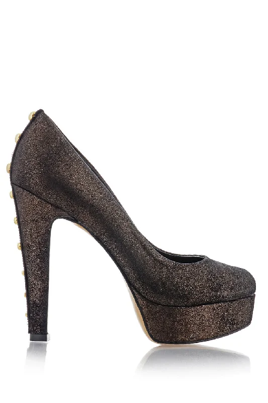 Stylish Platform Heels for Extra Height--CECCONELLO EVLIN Bronze Platform Pumps