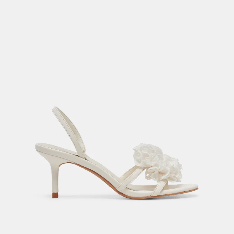 Stiletto Heel Pumps with Perfect Fit--CECILA HEELS WHITE FLORAL EYELET-Fashionable & Classic