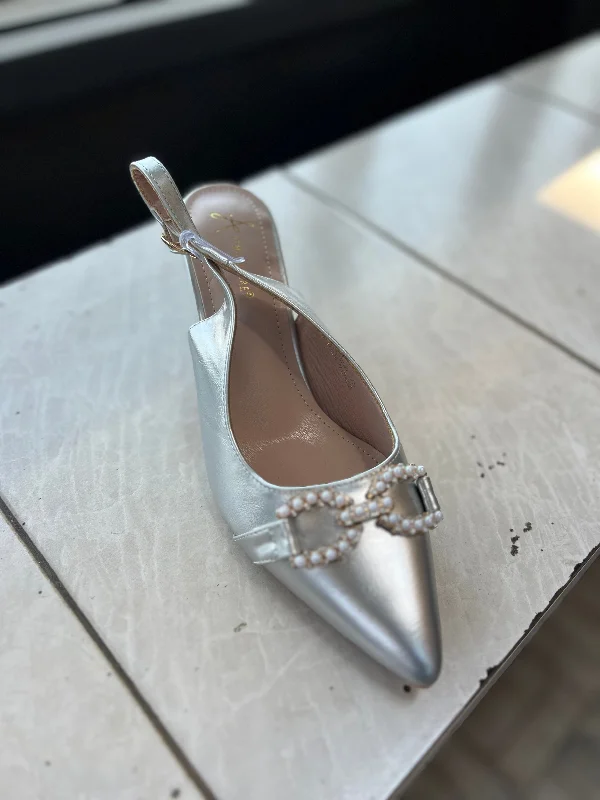 Versatile Heeled Sandals for Any Occasion---Double D ladies heels - Silver