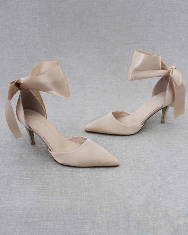 Evening Heels With Ankle Ribbon---Elegant Evening Heels for Weddings and Parties