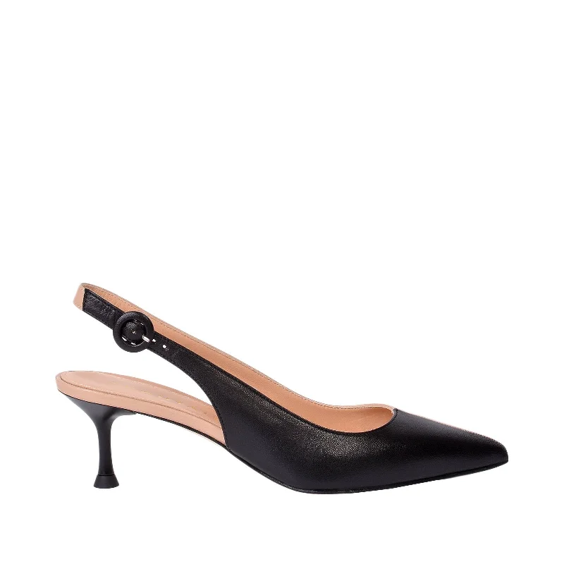 Capretto Two-Tone Sling Back Heeled Shoes---Fashionable Kitten Heels for Date Night