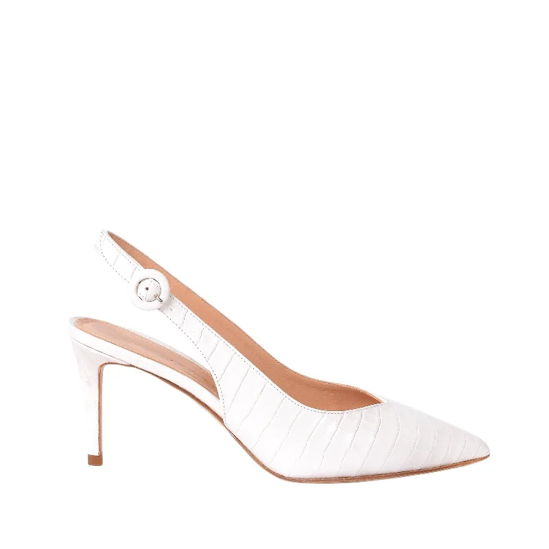 Cocco White Sling Back Pumps---Fashionable Kitten Heels for Date Night