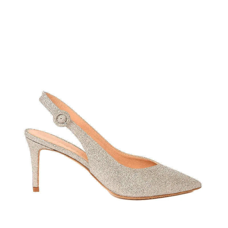 Jolanda Sling Back Pumps In Gold Glitter---Trendy Glitter Heels for a Glamorous Look