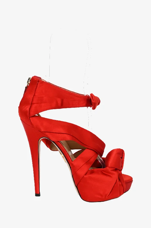 Charlotte Olympia Red Satin Ribbon Heels Size 39Affordable Satin Heels with a Luxe Touch