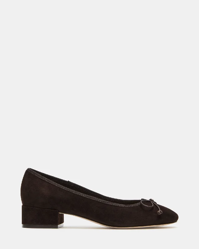 Affordable Suede Ankle Pumps for All-Day Wear--CHERISH CHOCOLATE BROWN SUEDE