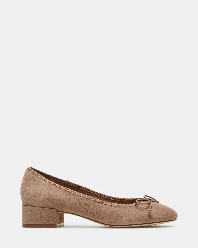 Affordable Suede Ankle Pumps for All-Day Wear--CHERISH TAUPE SUEDE