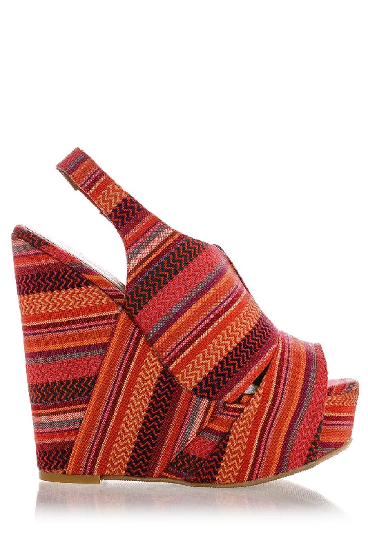 Stiletto Heel Pumps with Perfect Fit--CHINESE LAUNDRY JEWEL TONE Striped Zigzag Wedges-Fashionable & Classic