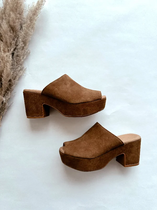 Affordable Suede Ankle Pumps for All-Day Wear--CHOCOLAT BLU GARNNET OPEN TOE SUEDE CHUNKY HEEL