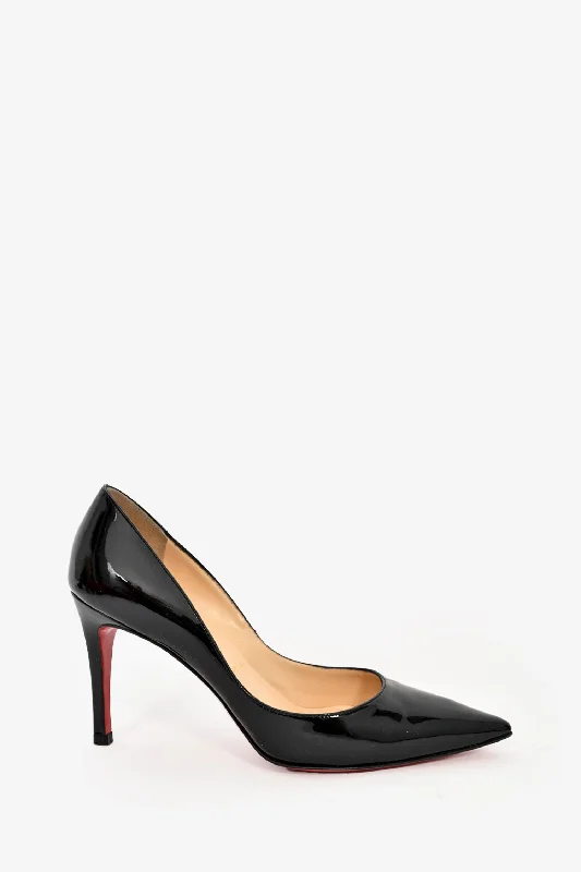 Sleek and Shiny Patent Pump Heels for a Polished Look--Christian Louboutin Black Patent Leather Pointed Toe Heels Size 34.5