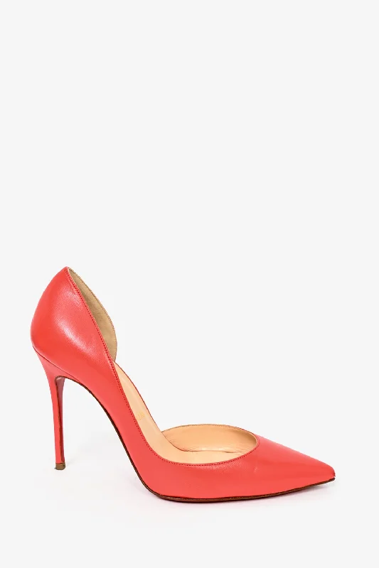 Trendy D'Orsay Pumps for Fashion-Forward Women---Christian Louboutin Coral Leather D'Orsay Pumps Size 36.5