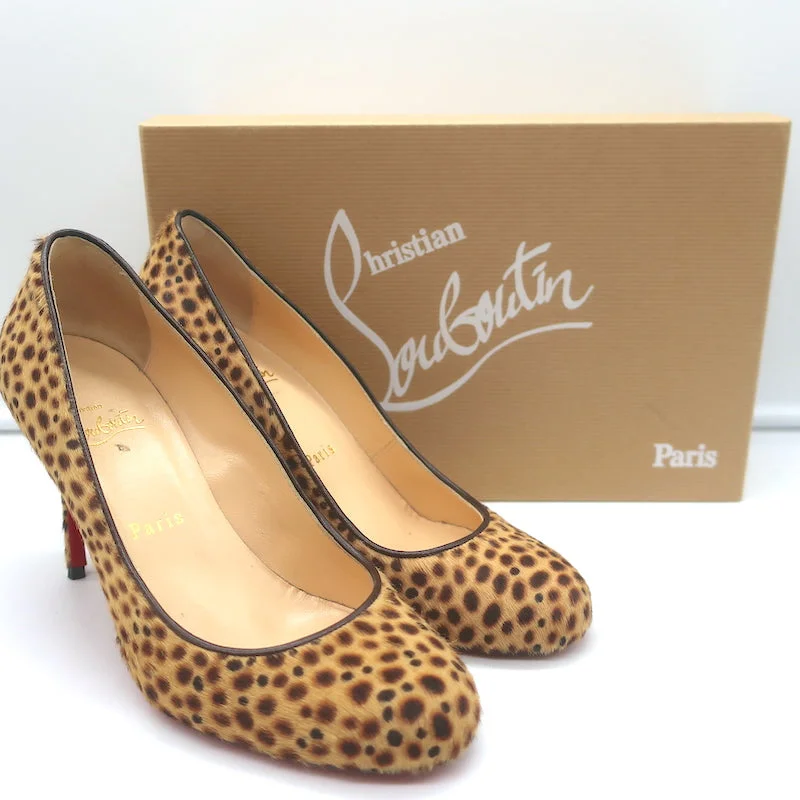 Versatile Heeled Sandals for Any Occasion---Christian Louboutin Fifi Jungle Pumps Cheetah Print Pony Hair Size 37