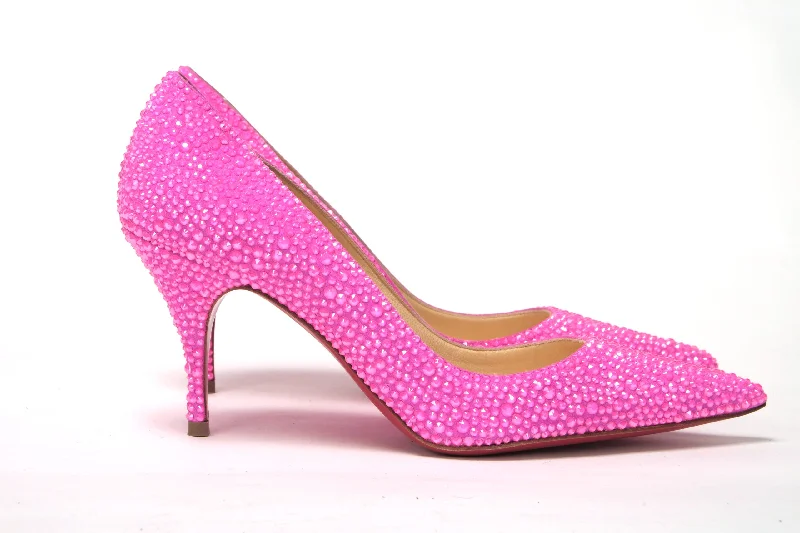 Christian Louboutin Hot Pink Embellished High Heels Pumps---Chic Embellished Pumps for a Glamorous Look