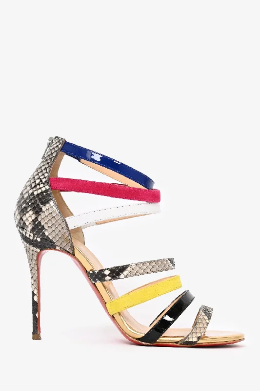 Christian Louboutin Multicoloured Snake Strappy Heels Size 36.5---Affordable Strappy Platform Heels with Premium Quality