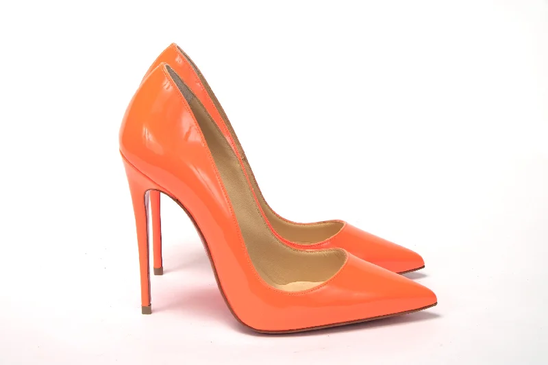 Sleek and Shiny Patent Pump Heels for a Polished Look--Christian Louboutin Neon Orange So Kate Patent High Heel