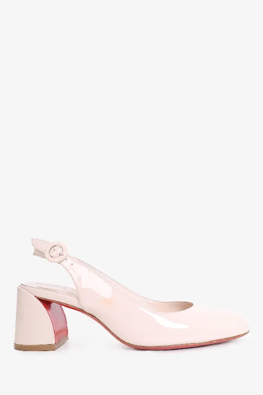 Sleek and Shiny Patent Pump Heels for a Polished Look--Christian Louboutin Pink Patent Leather Miss Jane 55 Pumps Size 35.5