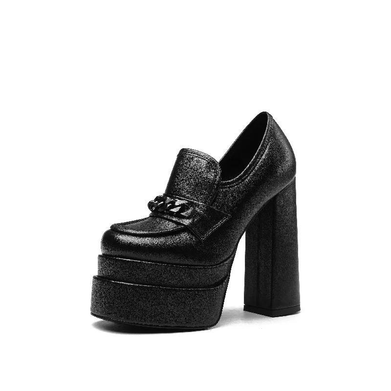 Trendy Chunky Heel Pumps for Casual Wear--Chunky High Heels Pumps Platform Loafer Shoes for Women