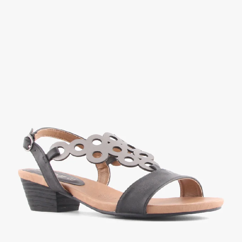 Versatile Heeled Sandals for Any Occasion---CIRCULAR BLACK/PEWTER