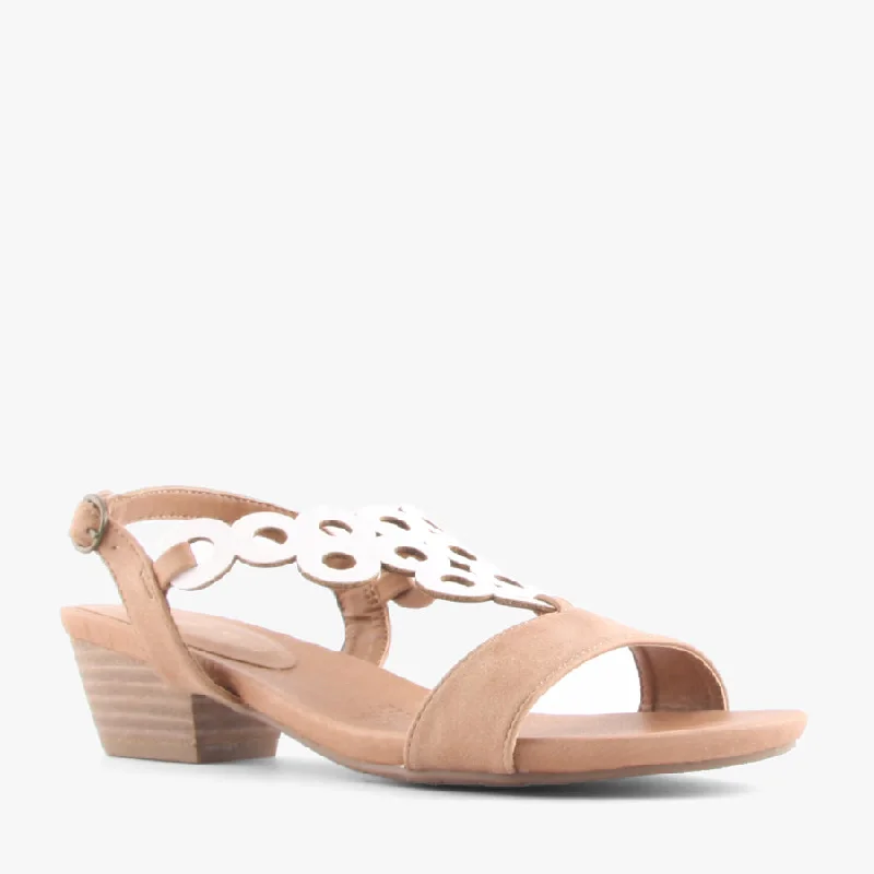 Versatile Heeled Sandals for Any Occasion---CIRCULAR CAMEL/WHITE