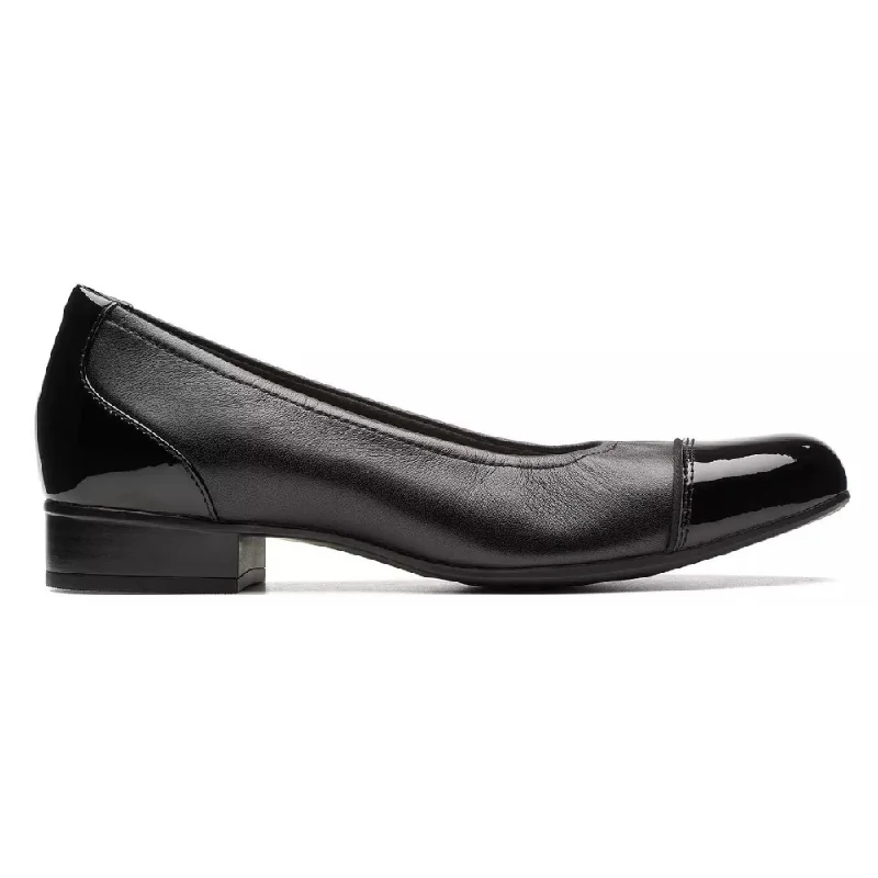 Clarks Juliet Step Black Leather Slip-On (Women's)---Comfortable Leather Pumps for Office and Everyday Wear