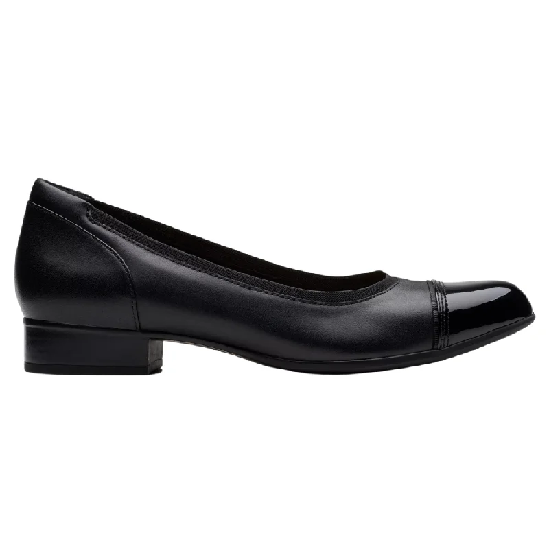 Clarks Krystine May Black Leather Pump (Women's)---Comfortable Leather Pumps for Office and Everyday Wear