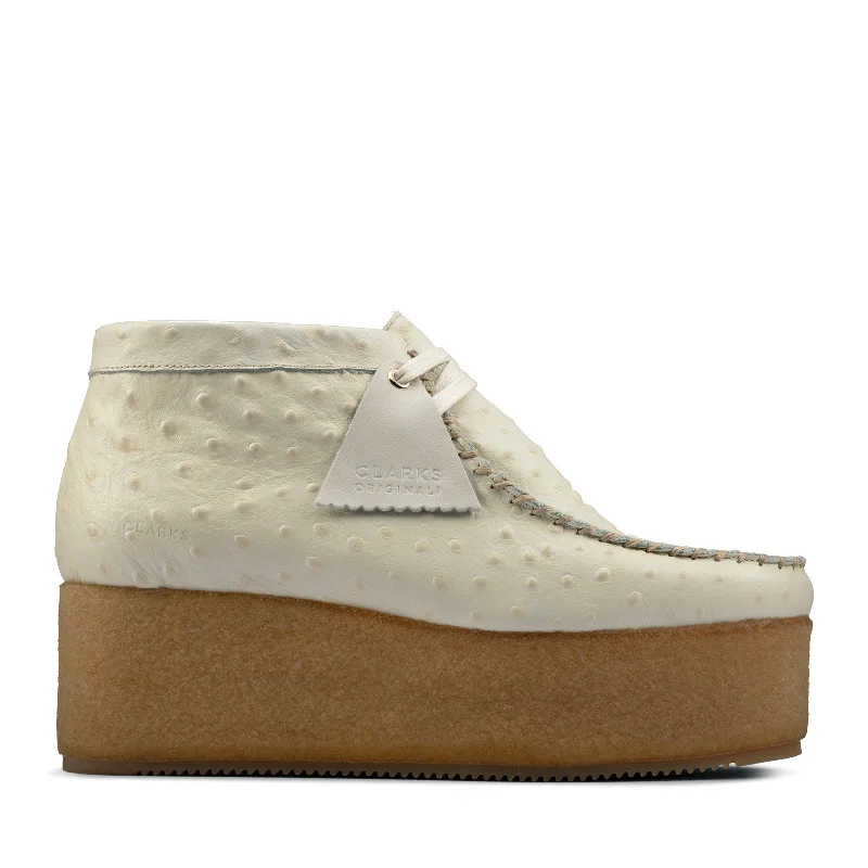 Clarks Wallabee ELVTD 26160833 Womens Beige Leather Wedges Heels Shoes---Comfortable Leather Pumps for Office and Everyday Wear