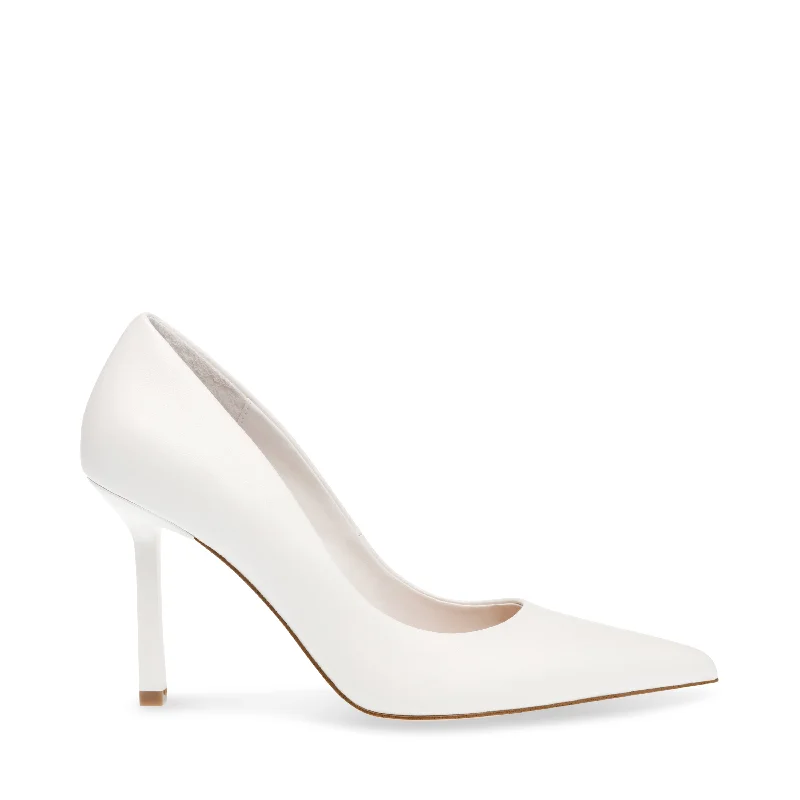 Classie Pump WHITE LEATHER---Comfortable Leather Pumps for Office and Everyday Wear