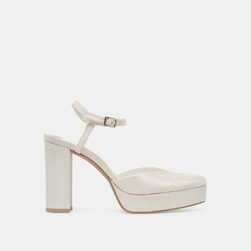 CLAUD HEELS WHITE SATINAffordable Satin Heels with a Luxe Touch