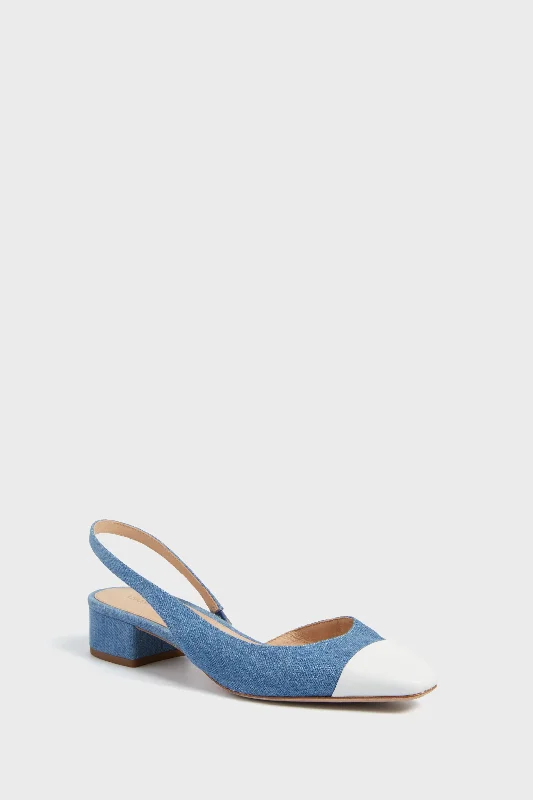 Stiletto Heel Pumps with Perfect Fit--Coconut Mid Blue Cecile Sling Back Heels-Fashionable & Classic