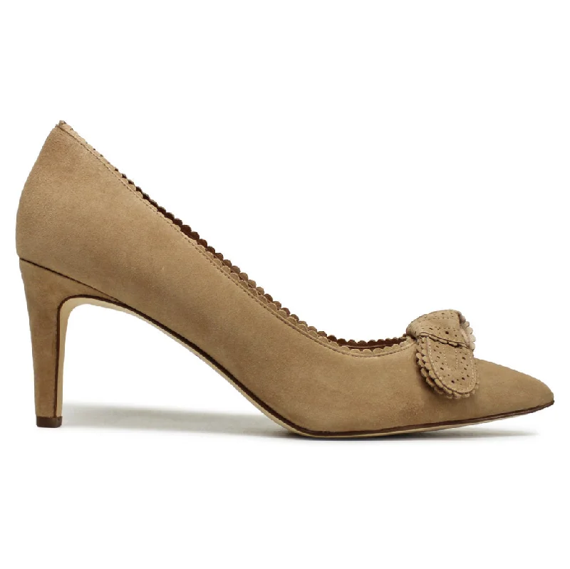 Affordable Suede Ankle Pumps for All-Day Wear--Bellport Bow Pump Suede Women's Slip On Heels Shoes