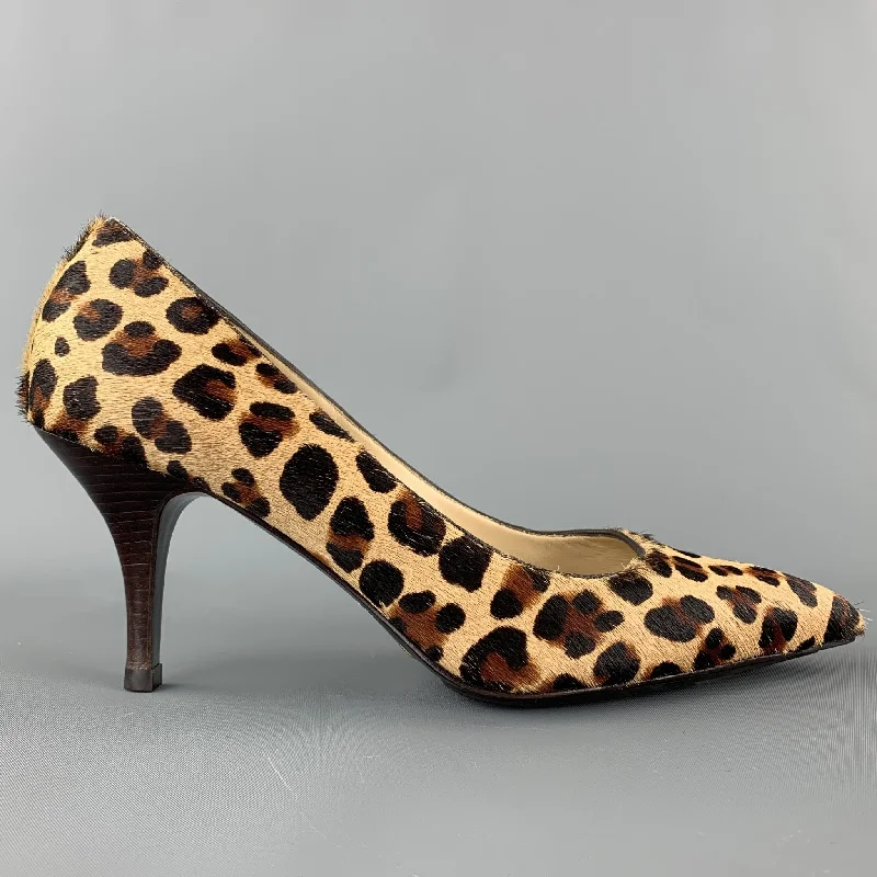 Versatile Heeled Sandals for Any Occasion---COLE HAAN x NIKE AIR Size 6.5 Beige Animal Print Stacked Heel Pumps