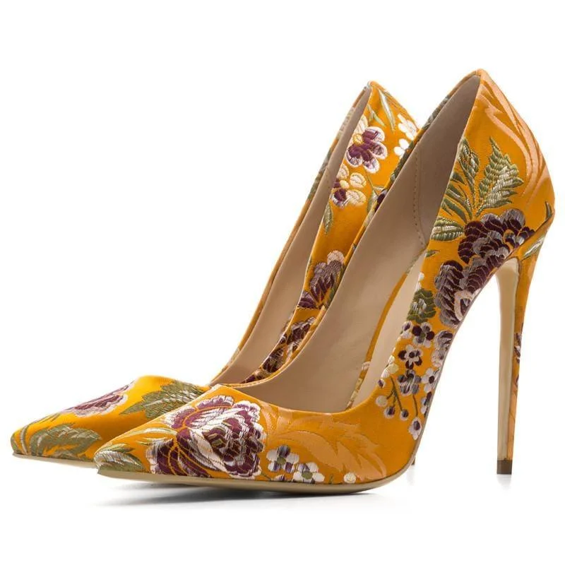 Stiletto Heel Pumps with Perfect Fit--Colorful Embroidery Pumps Stiletto-Fashionable & Classic