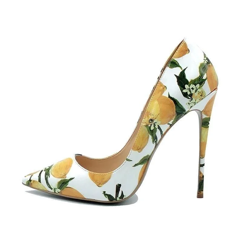 Stiletto Heel Pumps with Perfect Fit--Colorful Floral Printed Stiletto Sexy High Heels Shallow Classical Pointed Toe Pumps-Fashionable & Classic