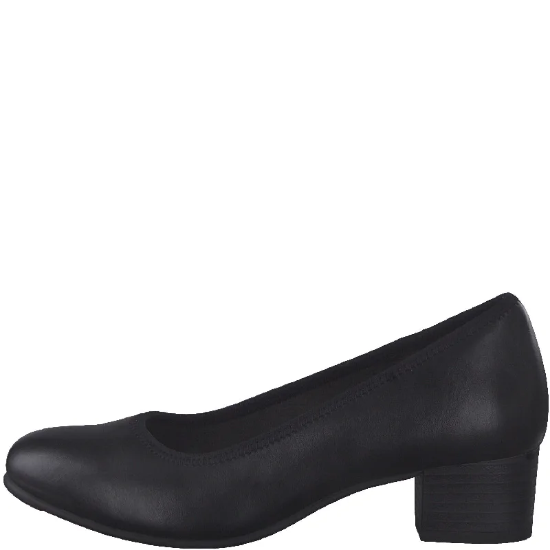 Trendy Chunky Heel Pumps for Casual Wear--Comfortable Low Block Heel Shoe in Black by Jana