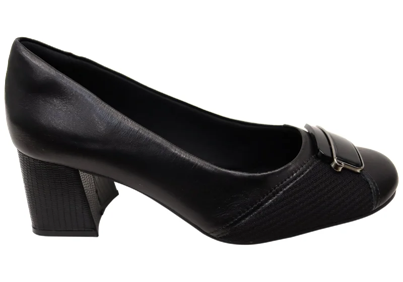 Comfortflex Renee Womens Leather Comfortable Heels Made In Brazil---Comfortable Leather Pumps for Office and Everyday Wear