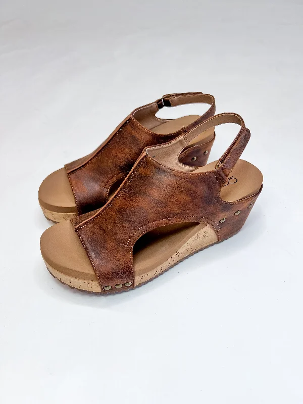 Versatile Heeled Sandals for Any Occasion---[Corky's] Carley Washed Cognac