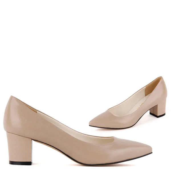 COURTNEY - beige leather---Comfortable Leather Pumps for Office and Everyday Wear