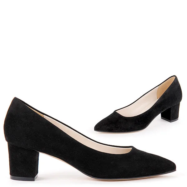 Affordable Suede Ankle Pumps for All-Day Wear--COURTNEY - black suede