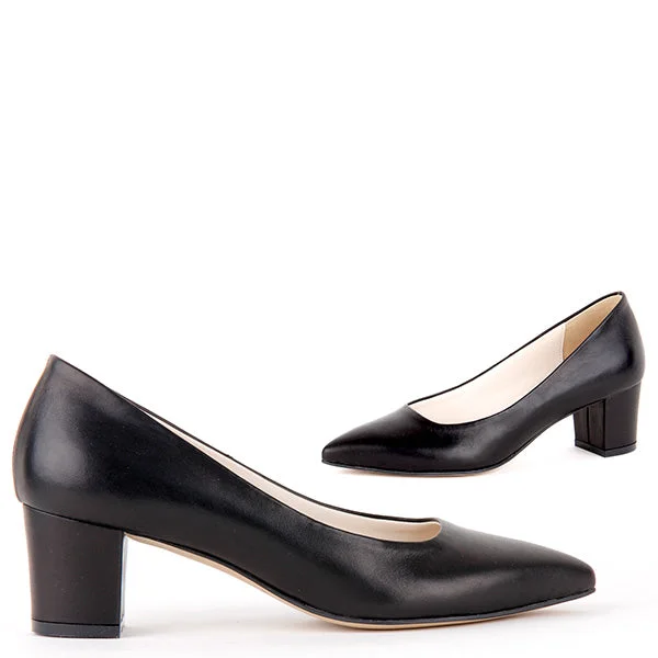 COURTNEY - black leather---Comfortable Leather Pumps for Office and Everyday Wear