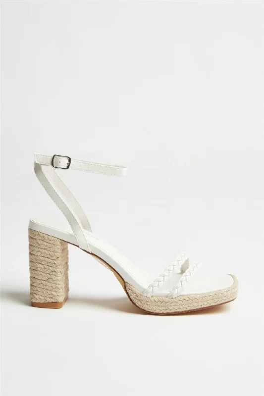 Cream Braided Espadrille-Heels---Durable Leather Braided Ankle Strap Heels with Premium Quality