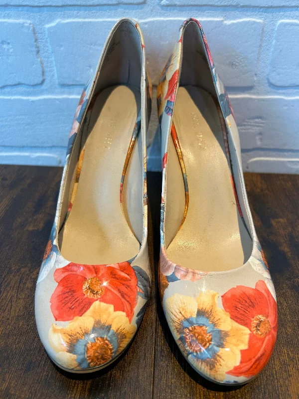 Stiletto Heel Pumps with Perfect Fit--Cream & Orange Shoes Heels Stiletto Nine West, Size 8-Fashionable & Classic