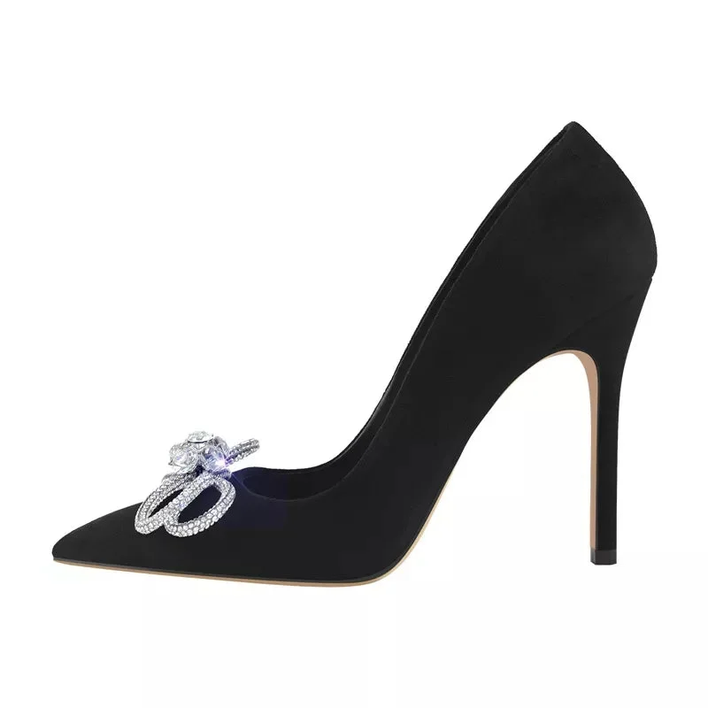 Stiletto Heel Pumps with Perfect Fit--Cristal Butterfly pointed toe high heel-Fashionable & Classic