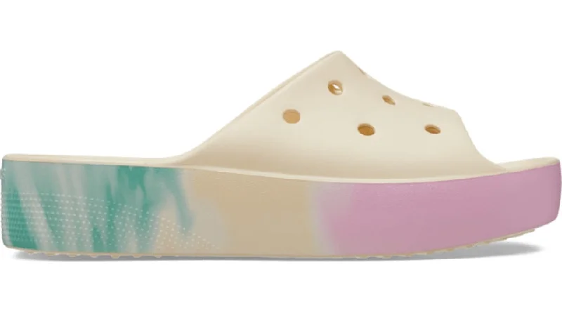 Stylish Platform Heels for Extra Height--Crocs Classic Platform Ombre Slide Vanilla Multi