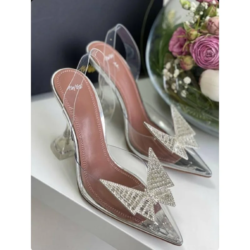 Affordable Rhinestone Pumps for a Dazzling Look---Crystal PVC Heel