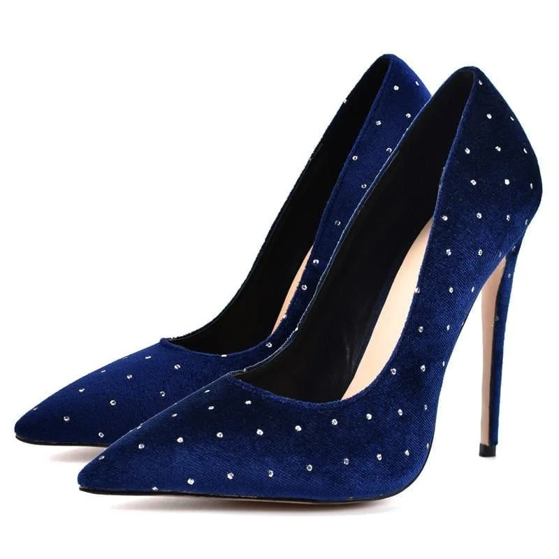 Crystal Studded Stilettos Printed Toe Evening Pumps---Elegant Evening Heels for Weddings and Parties