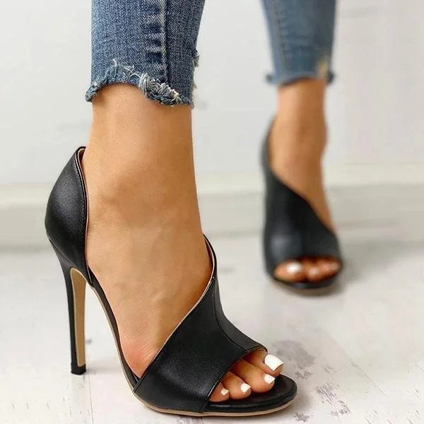 Trendy Peep Toe Platform Heels Crafted from Genuine Leather--Sohiwoo Black Cut Out Stiletto High Heels Peep Toe Dress Pumps