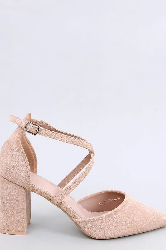 Versatile Heeled Sandals for Any Occasion---Czółenka ze skrzyżnymi paskami THOIS BEIGE - Inello