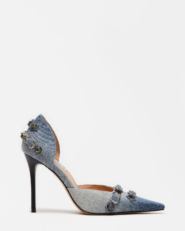 DALI DENIM MULTI---Chic Denim Fabric Heels for a Unique Look