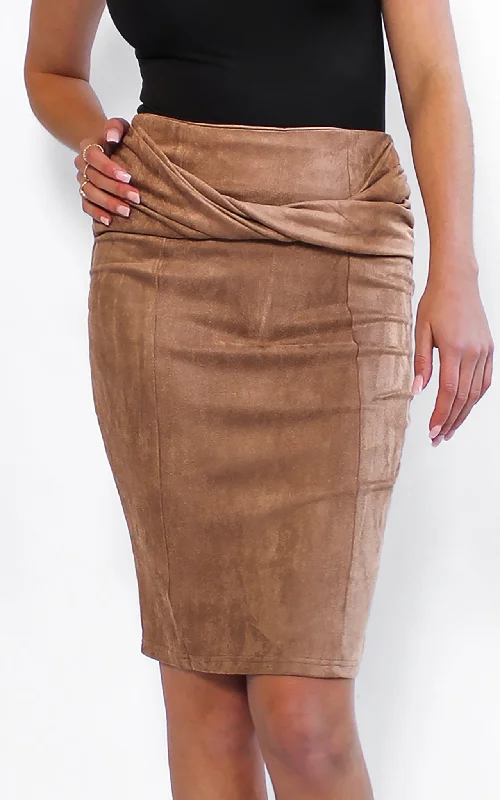 Women's denim skirts for beach vacation outfits -Dallas Skirt - Camel