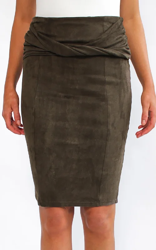 Women's denim skirts with belt loops for stylish accessories -Dallas Skirt - Khaki